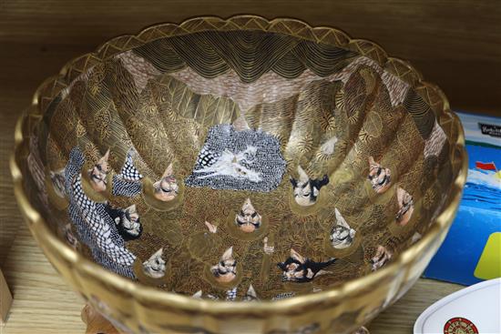 A Japanese Satsuma petal lobed bowl diameter 24cm